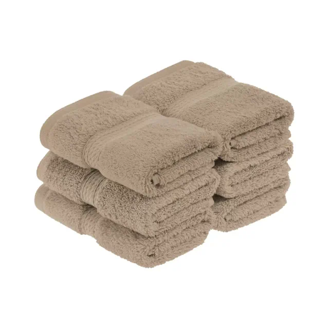 Luxury Cotton Heavyweight Plush Face Towel/ Washcloth Set of 6, Latte - Blue Nile Mills