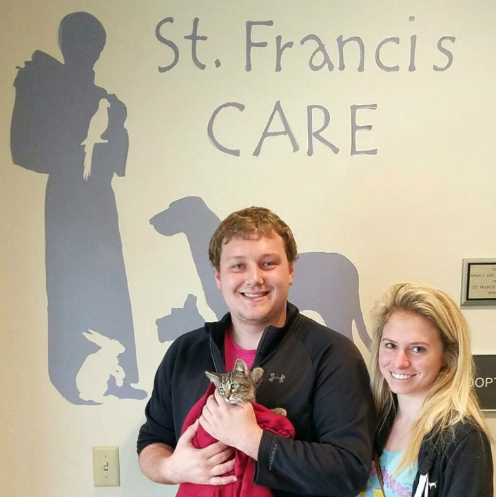 Annamarie & Will volunteered (pet cats) at St. Francis Care during undergrad. Will could not say no to one kitten and adopted Baxter Lee in 2016.