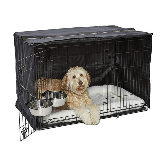 MidWest iCrate Starter Kit | The Perfect Kit for Your New Dog Includes a Dog Crate, Dog Crate Cover, 2 Dog Bowls & Pet Bed | 1-Year Warranty on ALL Items