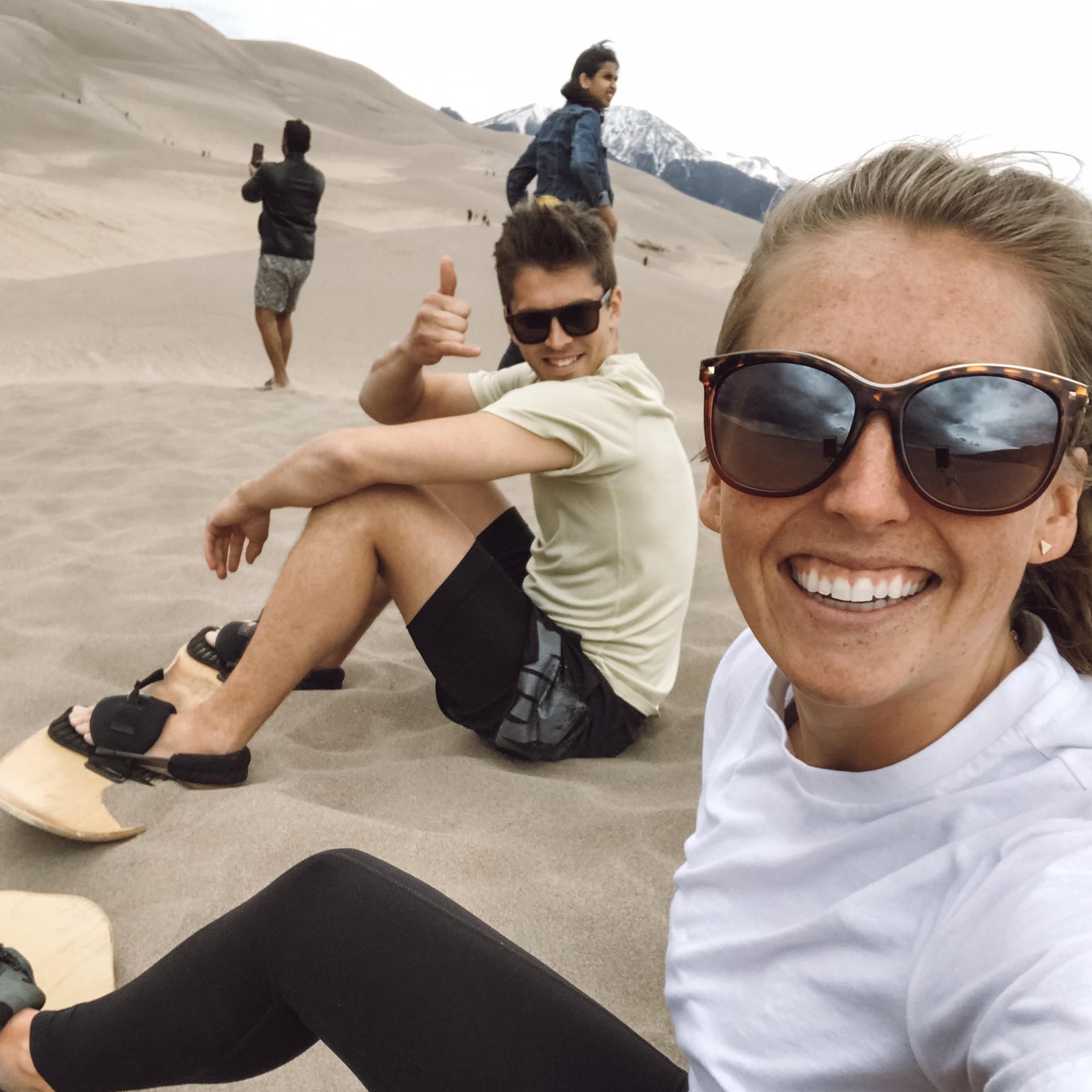 Surfing the sand dunes in Colorado together before a big storm hit May 2019
