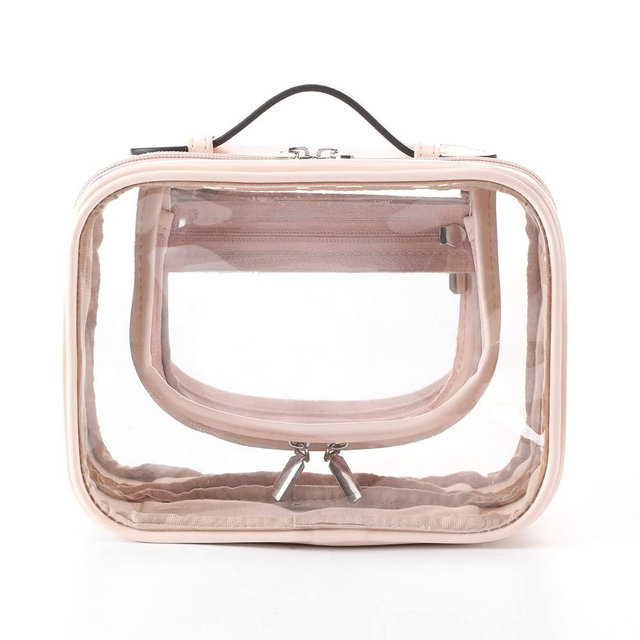 Lychii TSA Approved Toiletry Bag, Clear Travel Bag for Liquids Toiletries, Makeup Cosmetic Bag Organizer, Carry on Travel Accessories Essentials, Pink