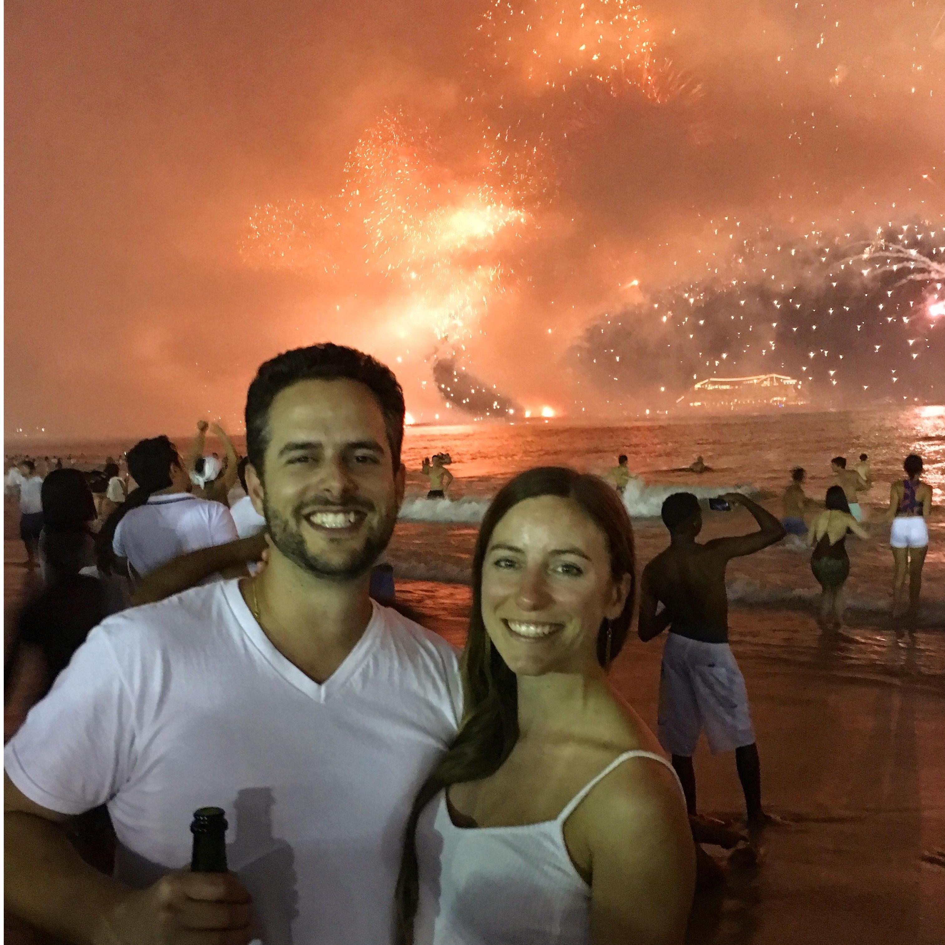 Ringing in the new year on the beach in Rio, January 1st, 2017.