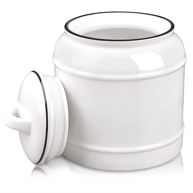 COCOYA 85oz Large Ceramics Jar with Lid, Big Food Storge Canister Porcelain Dry Food Container Round White Kitchen Countertop Pantry, for Store Cookie Coffee Bean Grain Cereal