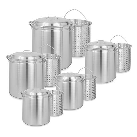 Bayou Classic® 24-Quart Aluminum Stock Pot with Elevated Basket and Vented Lid
