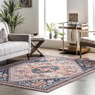 Nevaeh Washable Bohemian Medallion Area Rug
