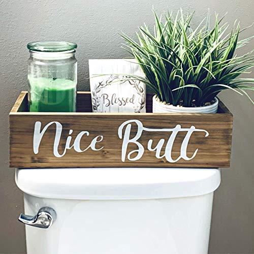 Nice Butt Bathroom Decor Box - Toilet Paper Holder - Rustic Farmhouse Home Decor - Funny Country Wooden Bathroom Decoration Accessories - 100% Pine Wood and Painted