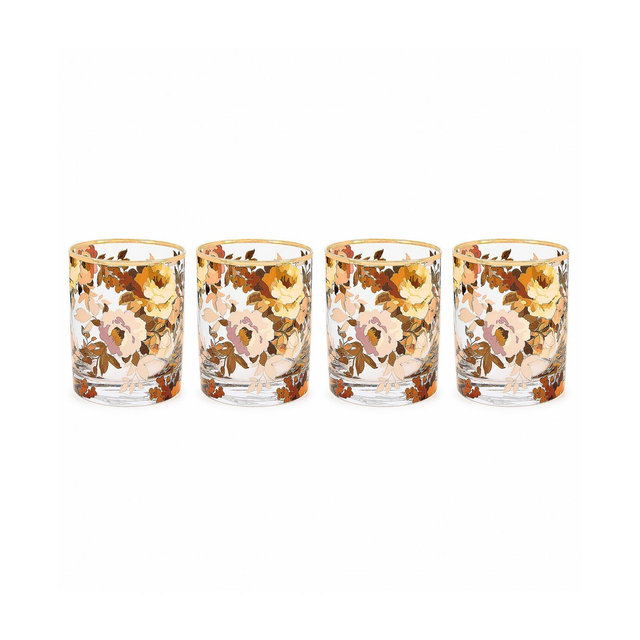 MacKenzie-Childs Wild Rose Tumbler Glasses, Set of 4
