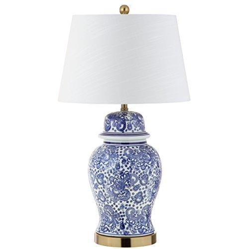 Jonathan Y 29.5" Ceramic LED Table Lamp, Blue/White, Classic, Traditional, Bulb Included