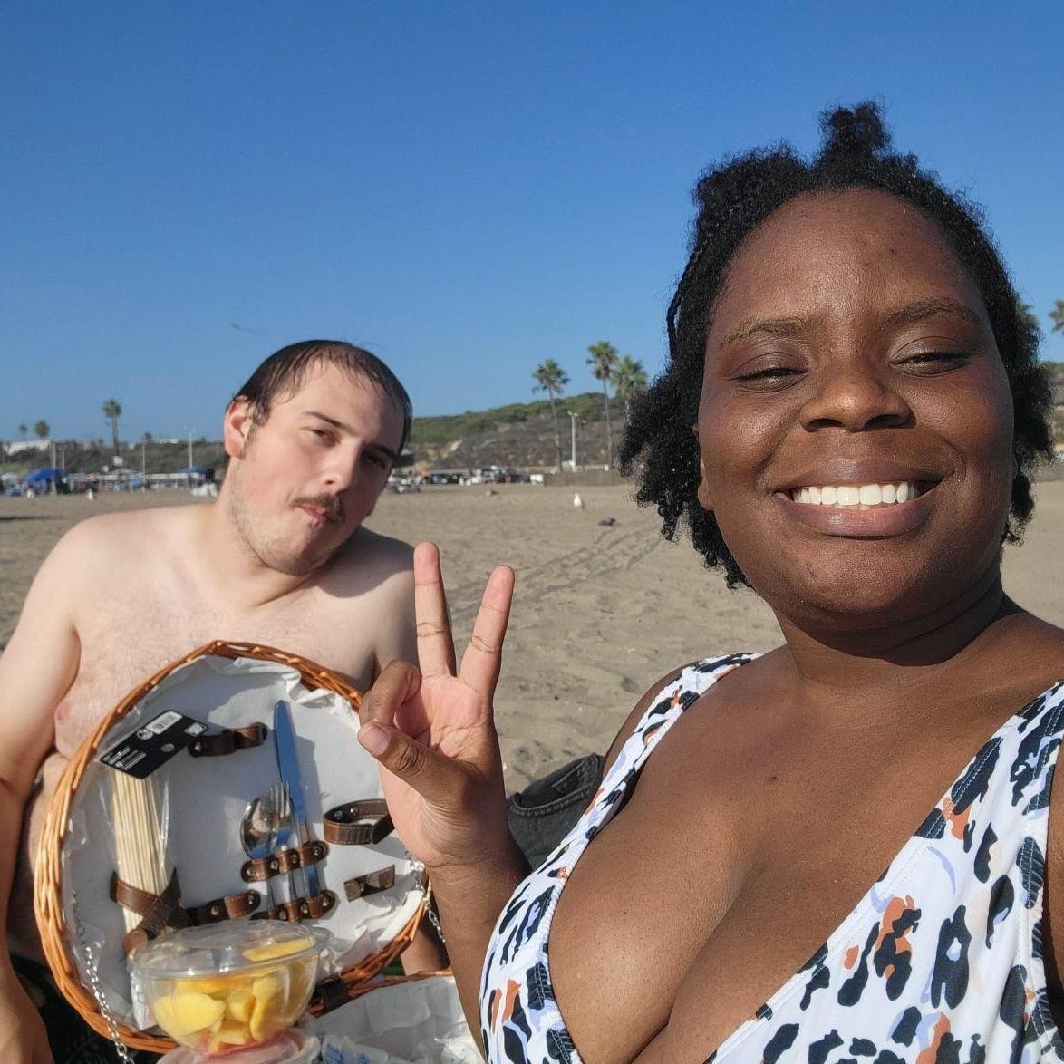 Taylor the lifeguard and Javia the one that sits on the sand and eats all the mangoes
