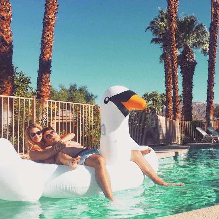 If we aren't at the beach you can usually find us in Palm Desert. This swan only took 2 hours to blow up...