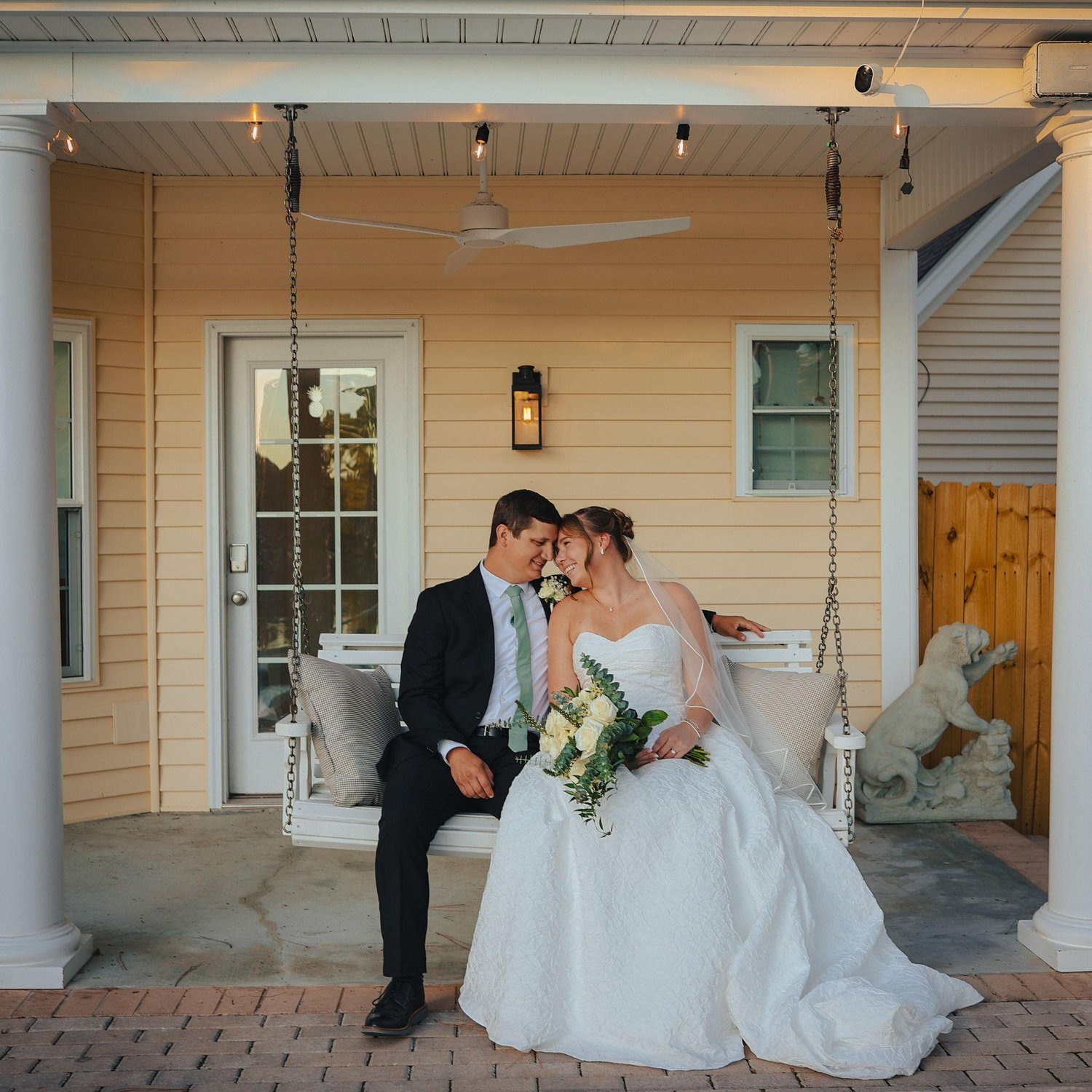 The goal was always to grow old together on a front porch swing, seemed fitting to start our marriage off in a similar way!