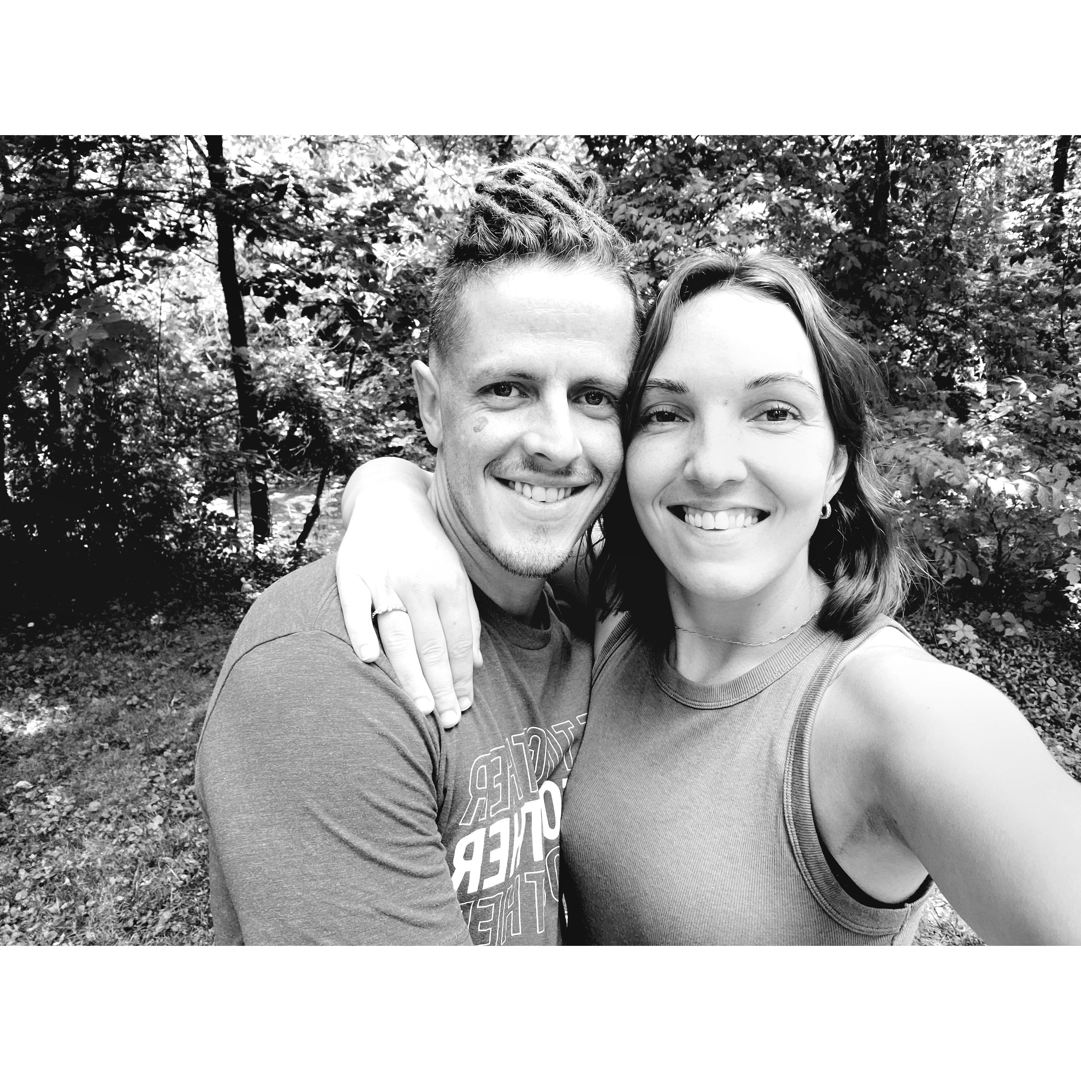 One of the first pictures after the proposal. Obviously she said YES!!