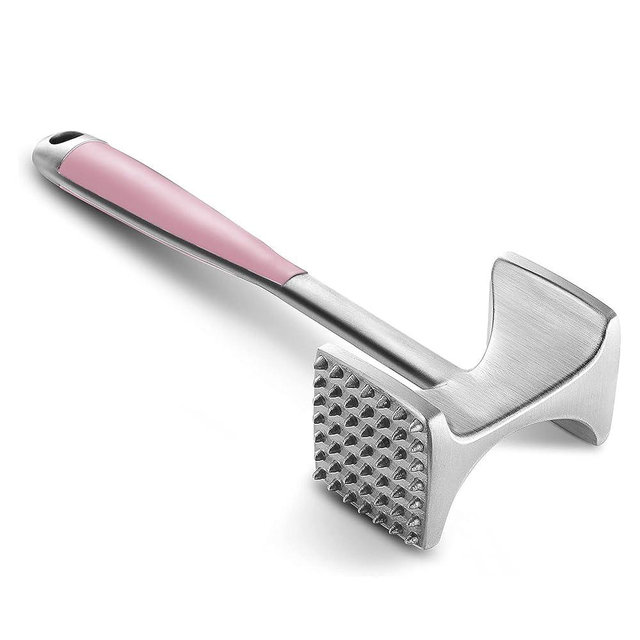 KITEXPERT Meat Tenderizer Hammer with Comfortable-Grip Handle, Dual-side Mallet for Kitchen, Heavy Duty Pounder For Tenderizing Steak, Beef and Fish, Pink