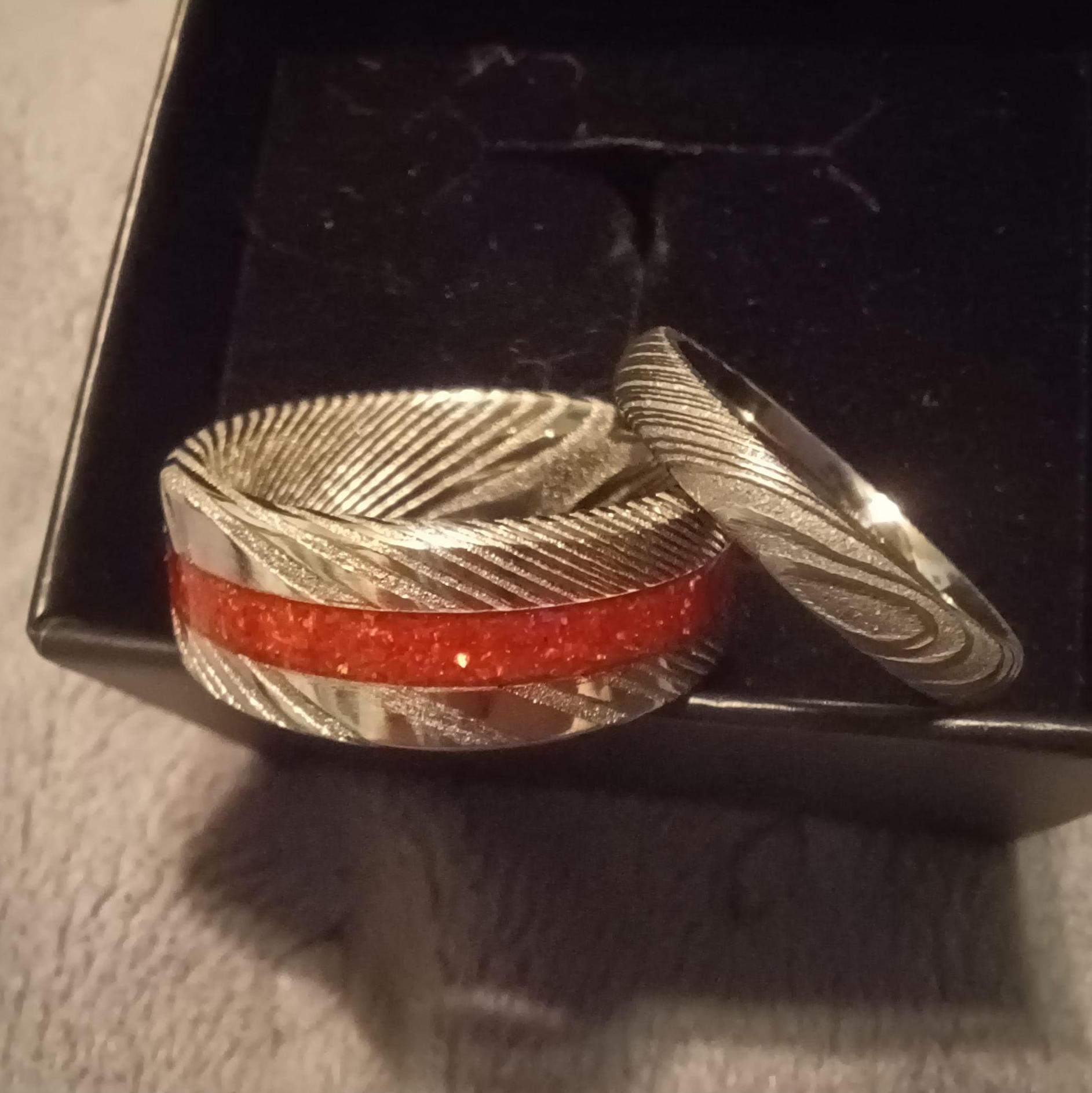 Our Damascus Steel wedding bands