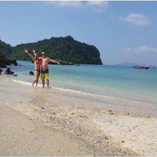 Us island hopping New Years Day in Thailand! We were the only ones for miles!