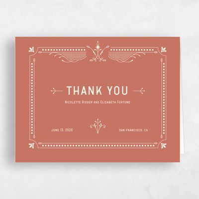 Coral, Pink Wedding Thank You - Augusta Type