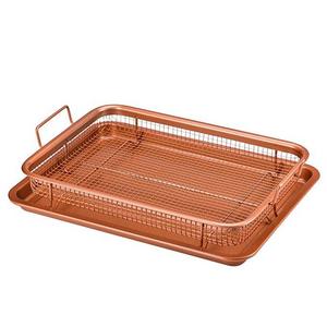 Copper Chef Crisper Tray – Non Stick Cookie Sheet Tray And Air Fry Mesh Basket Set, Transform Your Oven Into Oil Free Air Fryer