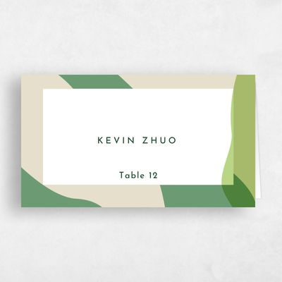 Teal Ocean, Blue Wedding Place Card - Everly