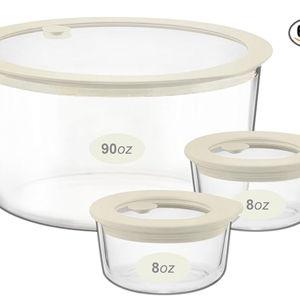 Urban Green Glass Food Container Set with Glass Lid, 3 Pack, Meal Prep Containers with Silicone Airtight Lid, 1 Large Glass Salad Bowl, 2 small dressing containers,Leakproof, 100% Plastic Free