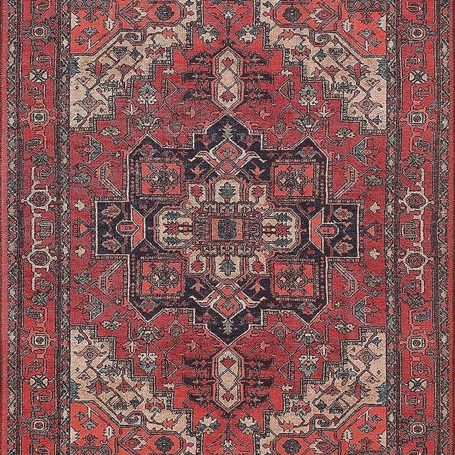 Kilimiz Rugs Washable Rug Premium, Area, Vintage - Traditional, No Feathers, Carpet for Entrance Living, Living Room, Bedroom, Dining, Office, Kitchen - RED-RED 2'6"x6'6