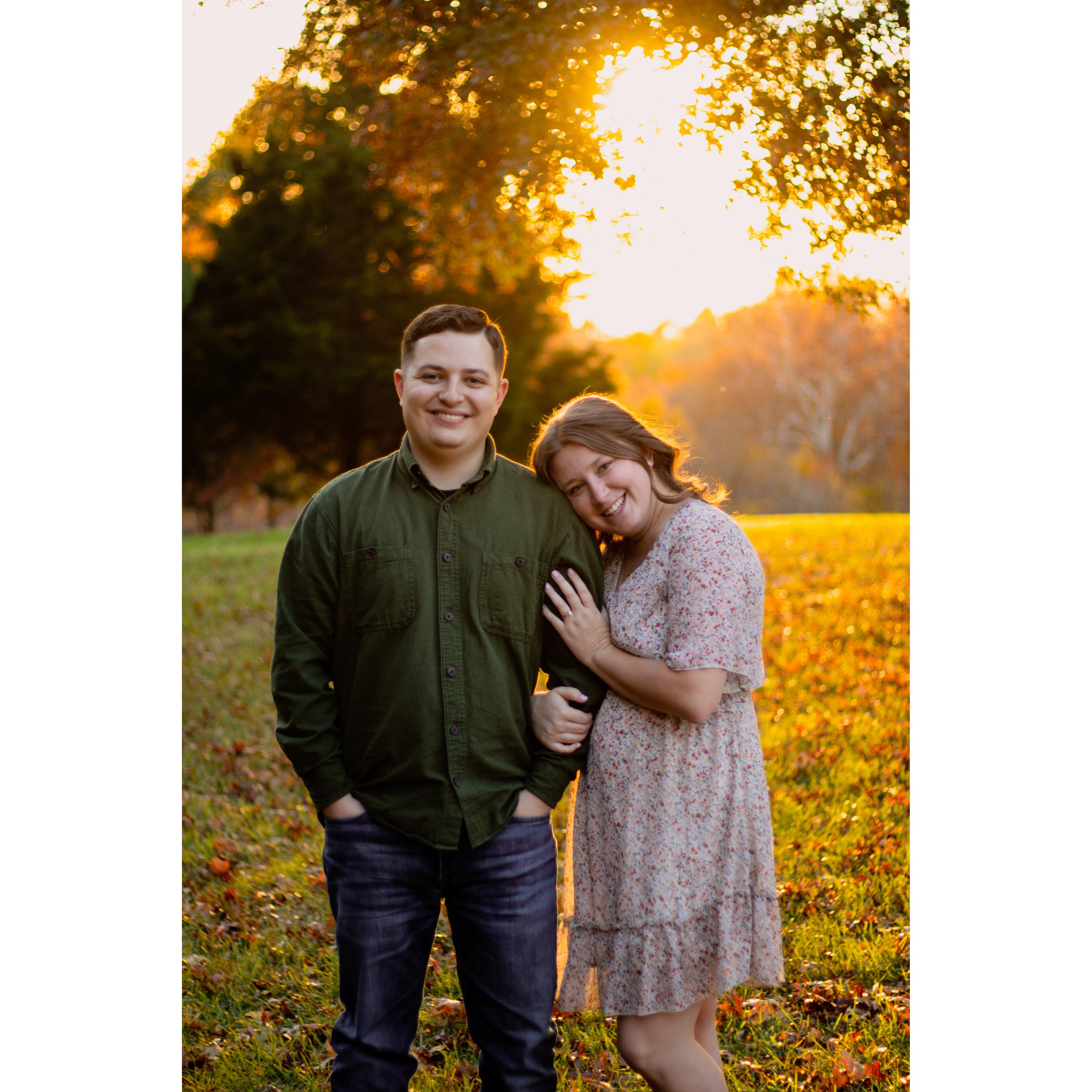 Our engagement photos on a perfect fall night.