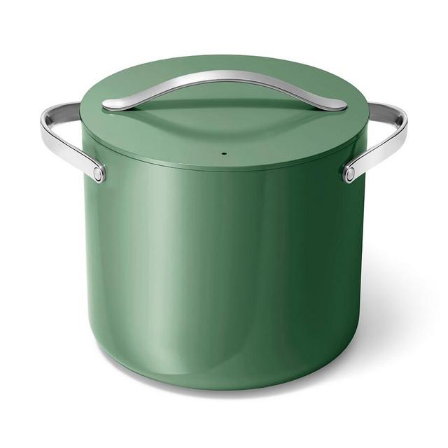Caraway Stock Pot - 12 Qt Ceramic Coated Pot With Lid - Fee From Forever Chemicals - Large Pot for Bigger Batches - Sage
