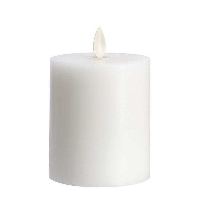 Premium Flicker Flameless Wax Candle, White - 3 x 3.5