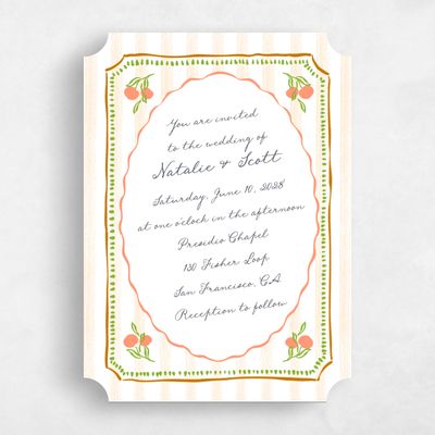 Orange Ticket Wedding Invitation - Jardine Classic