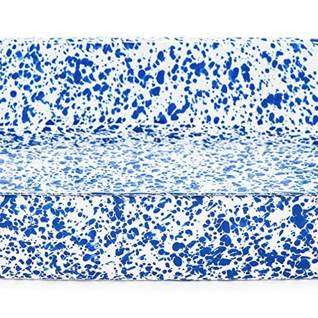 Enamelware Lasagna Pan, 12.5 x 9 inches, Blue/White Splatter