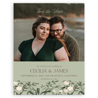 Olive Sage, Green Wedding Digital Save the Date - Oiseau Photo