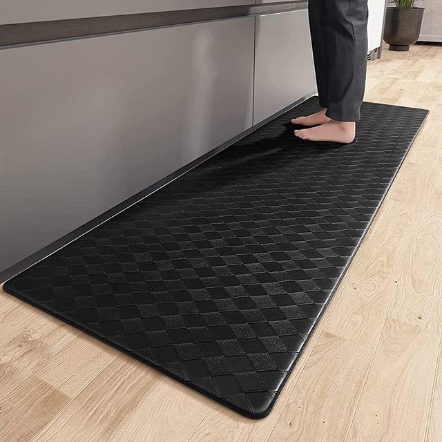 Color G Black Kitchen Mat Kitchen Floor Mats Cushioned Anti Fatigue, 17”x47” Foam Comfort Kitchen Padded Mats for Standing, Waterproof Kitchen Sink Runner Rug
