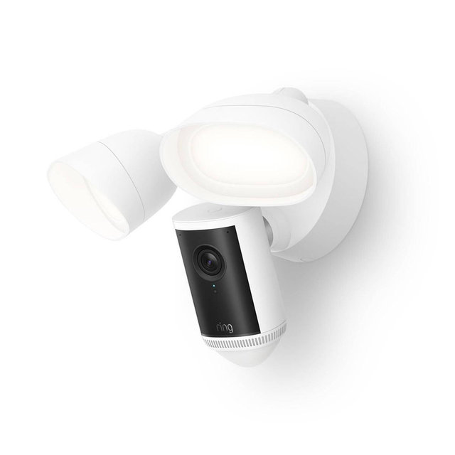 Ring Floodlight Cam Pro 2nd Gen, Wired Retinal 4K for Ultra-Clear Video, 10x Enhanced Zoom, Ultra-Bright Motion-Activated Floodlights - White