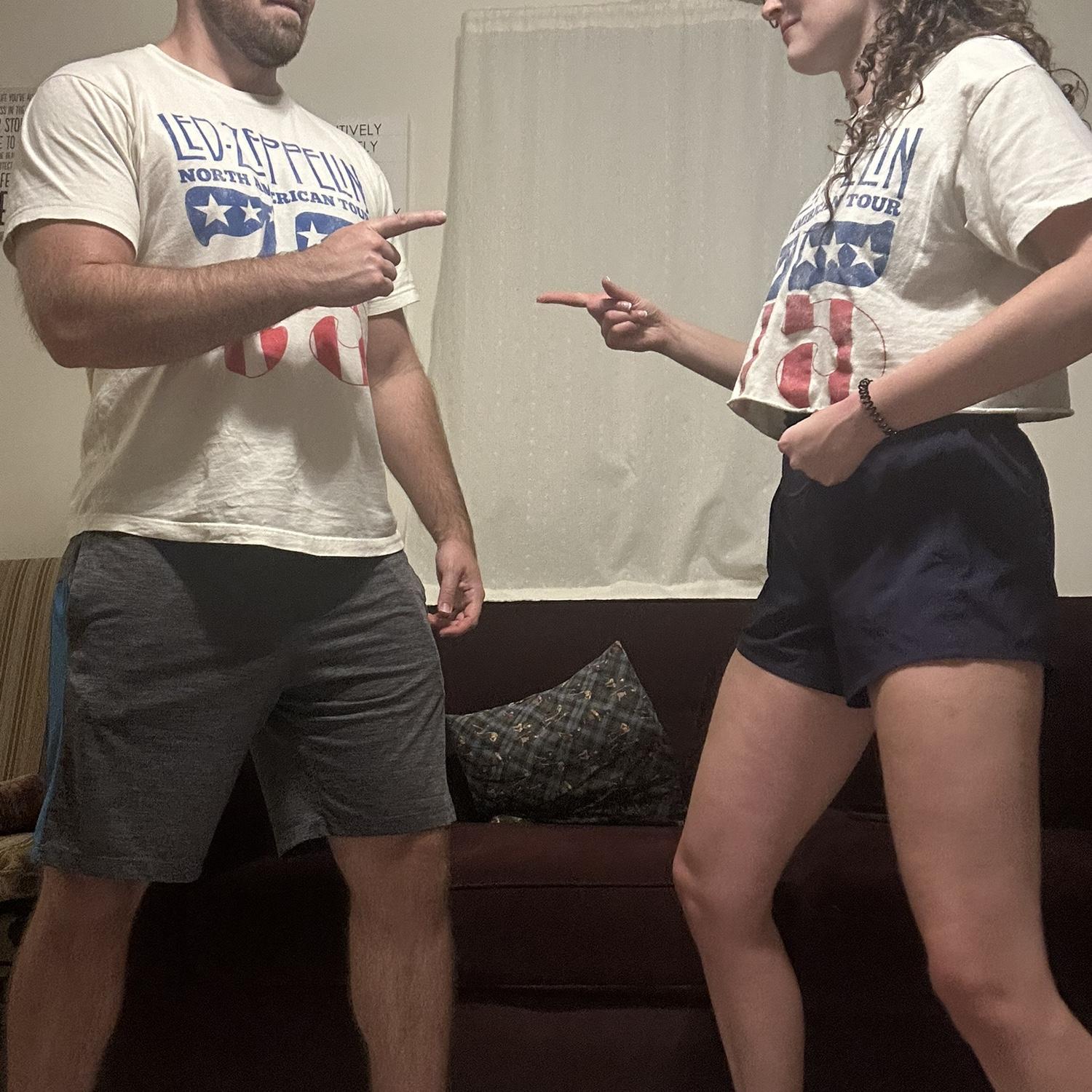 Yes, we have matching Led Zepplin shirts. No, we didn’t coordinate this day.