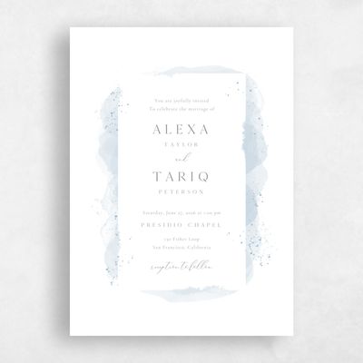 Dusty Blue Wedding Invitation - Zortas Frame