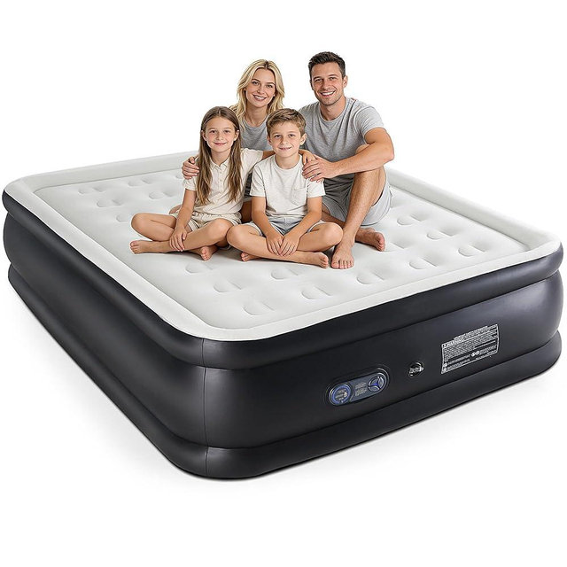 NEWBULIG Queen Air Mattress 16 Inch with Built-in High Capacity Pump, Inflatable Air Bed for Home, Camping & Guest, Portable Blow Up Mattress 660 lbs Weight Capacity, Double Height