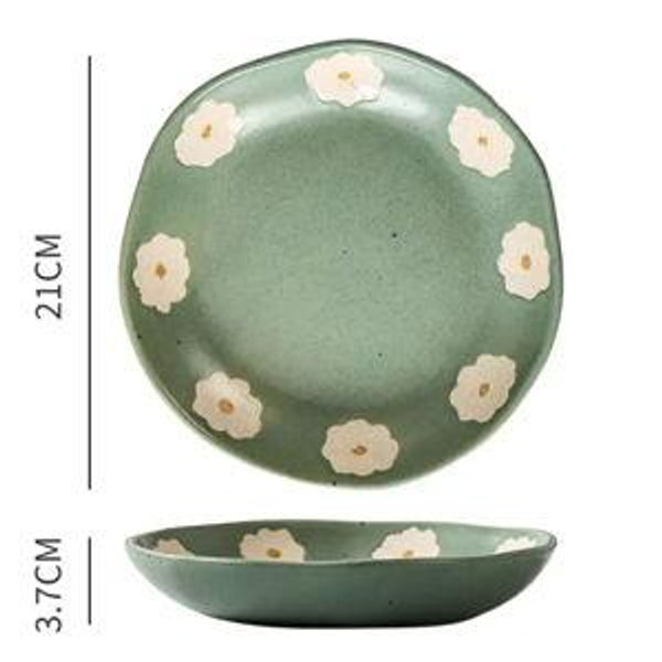 Alaró Plate Set in Green with Flowers