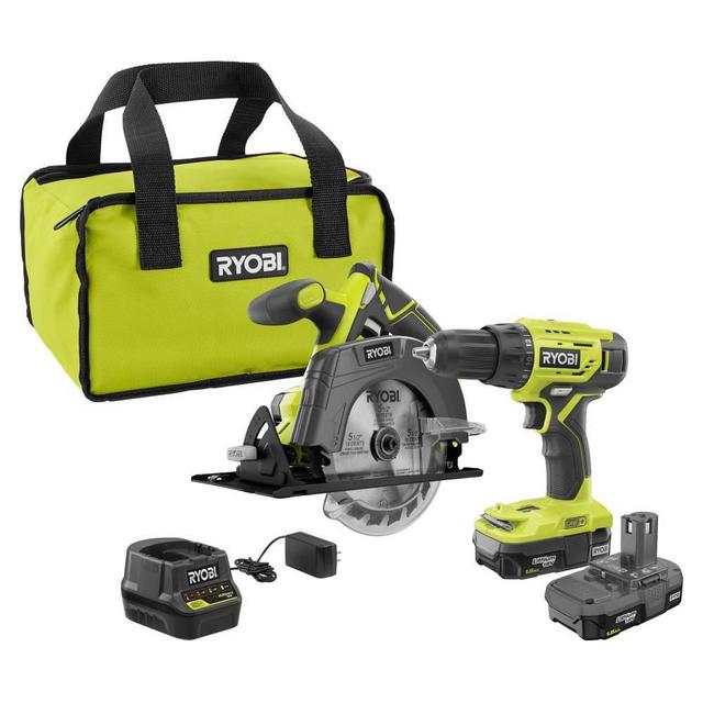 18-Volt ONE+ Lithium-Ion Cordless 2-Tool Combo Kit w/ Drill/Driver, Circular Saw, (2) 1.5 Ah Batteries, Charger, and Bag