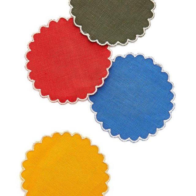 Set-Of-Four Linen Sun Coasters