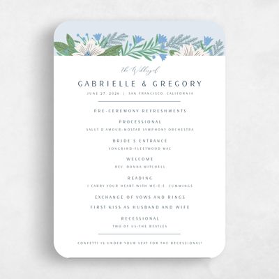 Blue Rounded Wedding Program - Camrose