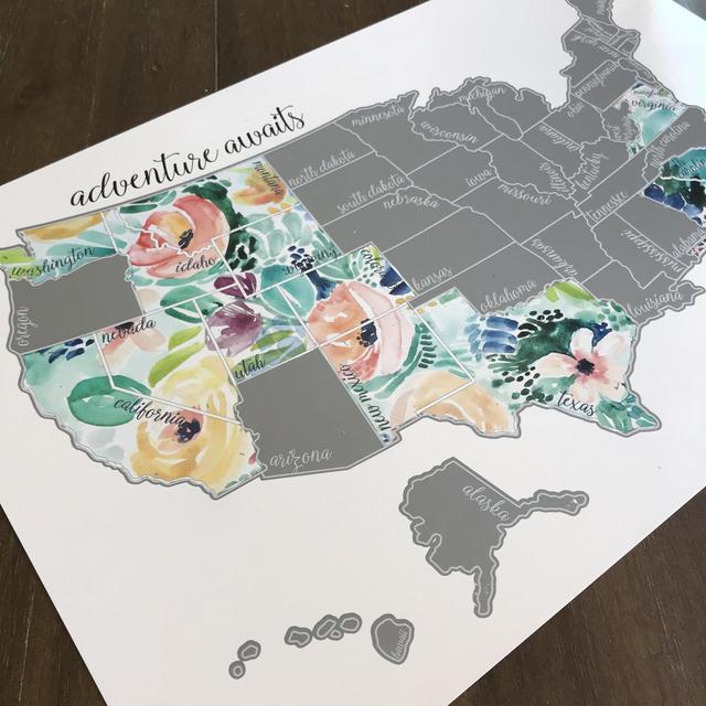 Rose Less Traveled - Silver US Scratch Off Map
