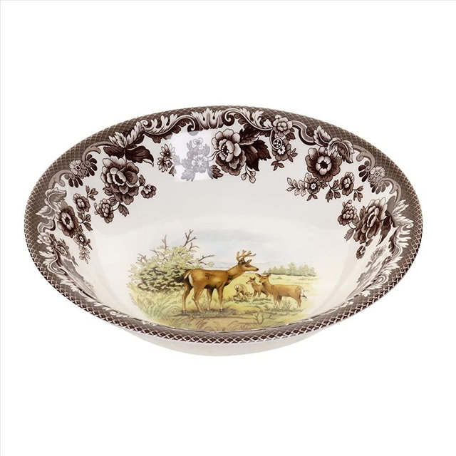 Spode Woodland American Wildlife Collection 8" Cereal Bowl Ascot - Mule Deer