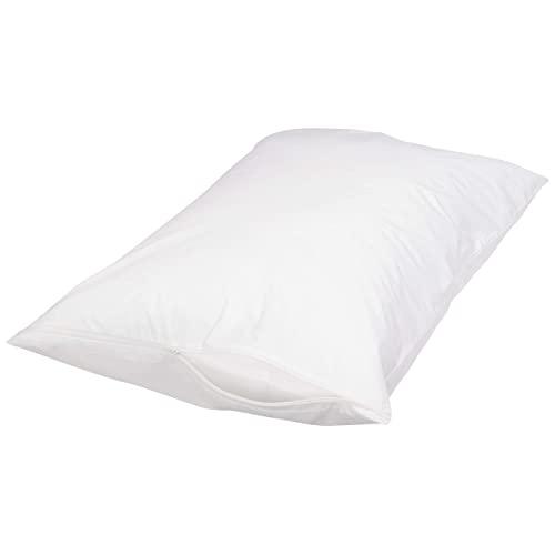 Amazon Basics 100% Cotton Hypoallergenic Pillow Protector Case - Queen, White