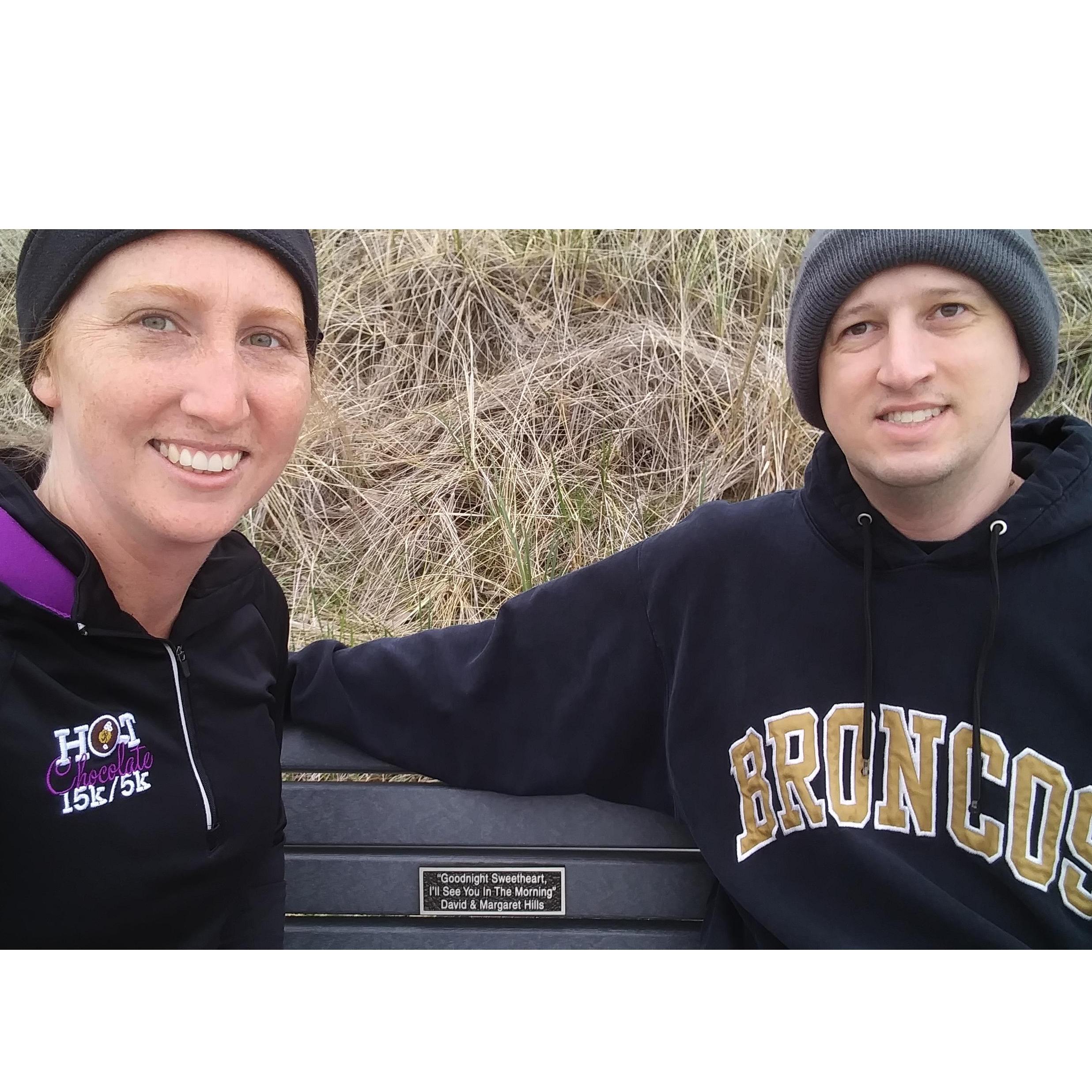 David's grandparents memorial bench in Michigan in May 2019