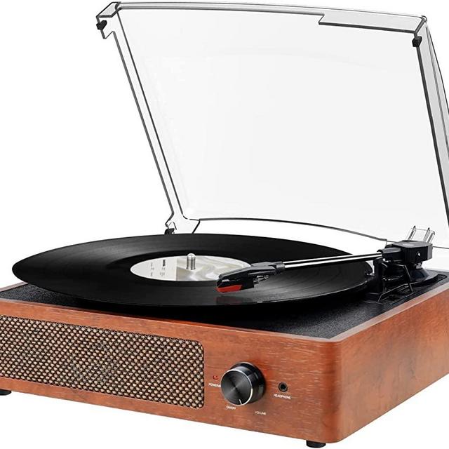 Vinyl Player Bluetooth Turntable Vinyl Record Player with Speakers Turntables for Vinyl Records 3 Speed Belt Driven Vintage Record Player Vinyl Turntable for Entertainment AUX in RCA Out