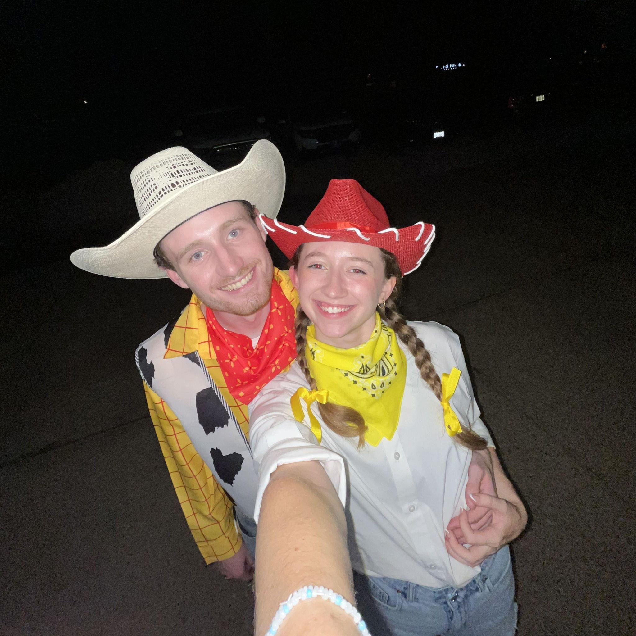 Dressed up as Woody and Jesse for Halloween!