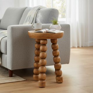Sylvie Paulownia Wood Stacked Ball Tri-Pod End Table