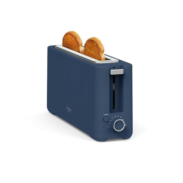 Martha Stewart 2 Slice Long Slot Toaster, Extra Wide for Sourdough & Bagels, 10 Setting Shade Control, Removable Crumb Tray, Self-Centering Design, Defrost/Reheat, Cancel, Slim Space-Saving, Indigo