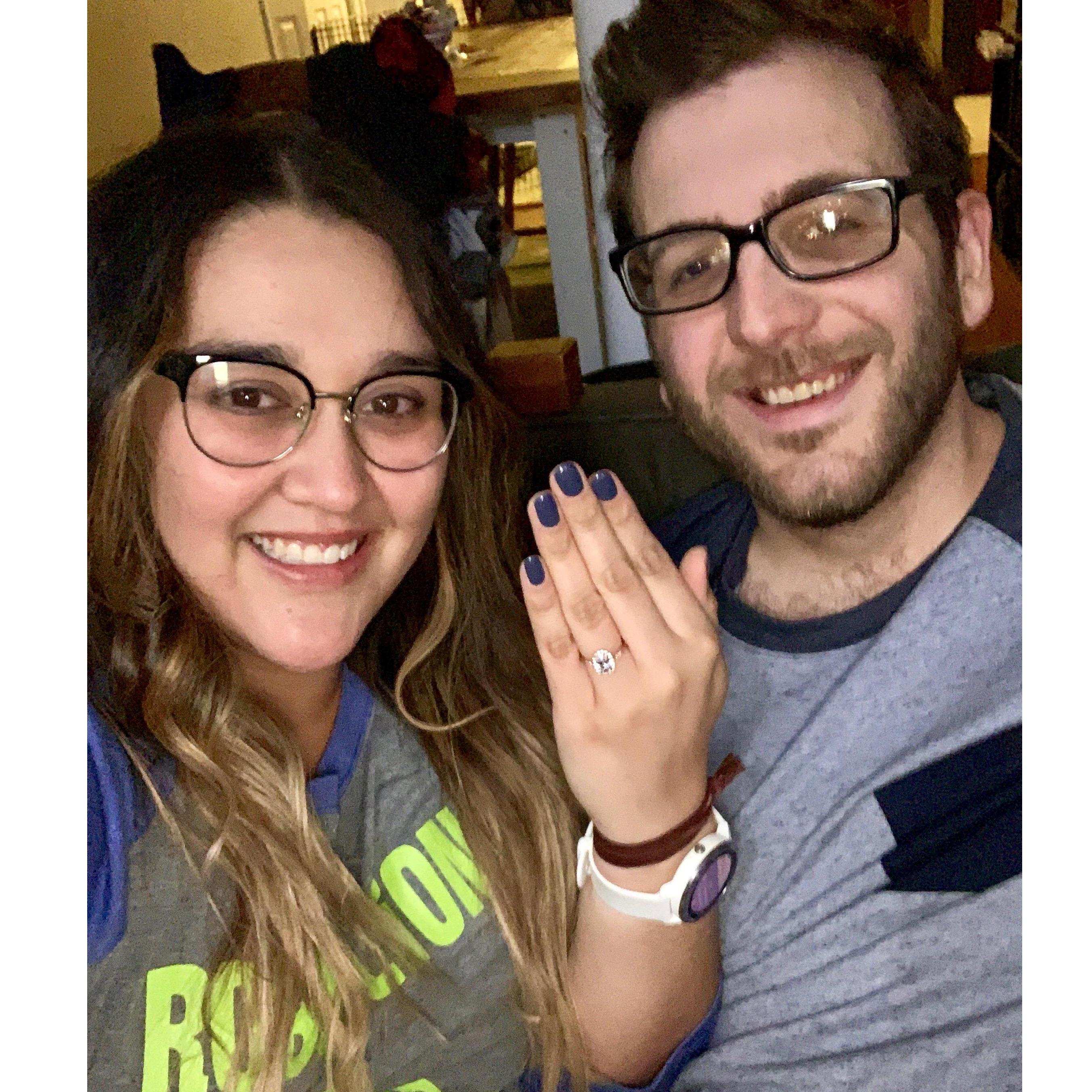 Apparently I had ruined all of Josh's attempts at proposing throughout the week... So he finally asked when I came home from a robotics tournament one Saturday.