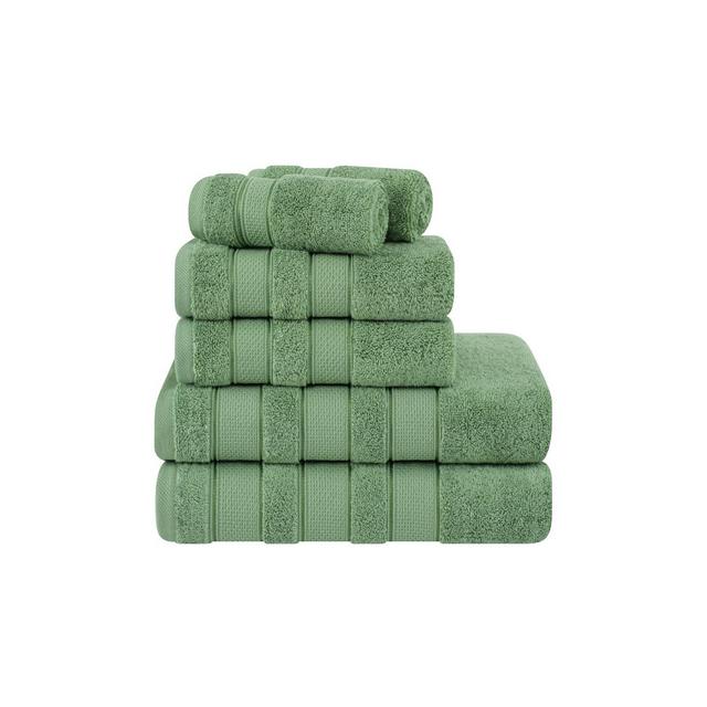 American Soft Linen Salem 6 Piece Towel Set, 100% Cotton Bath Towels for Bathroom, Sage Green