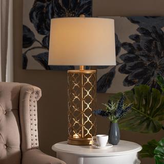 Nelma Modern and Contemporary Quatrefoil Cage Table Lamp